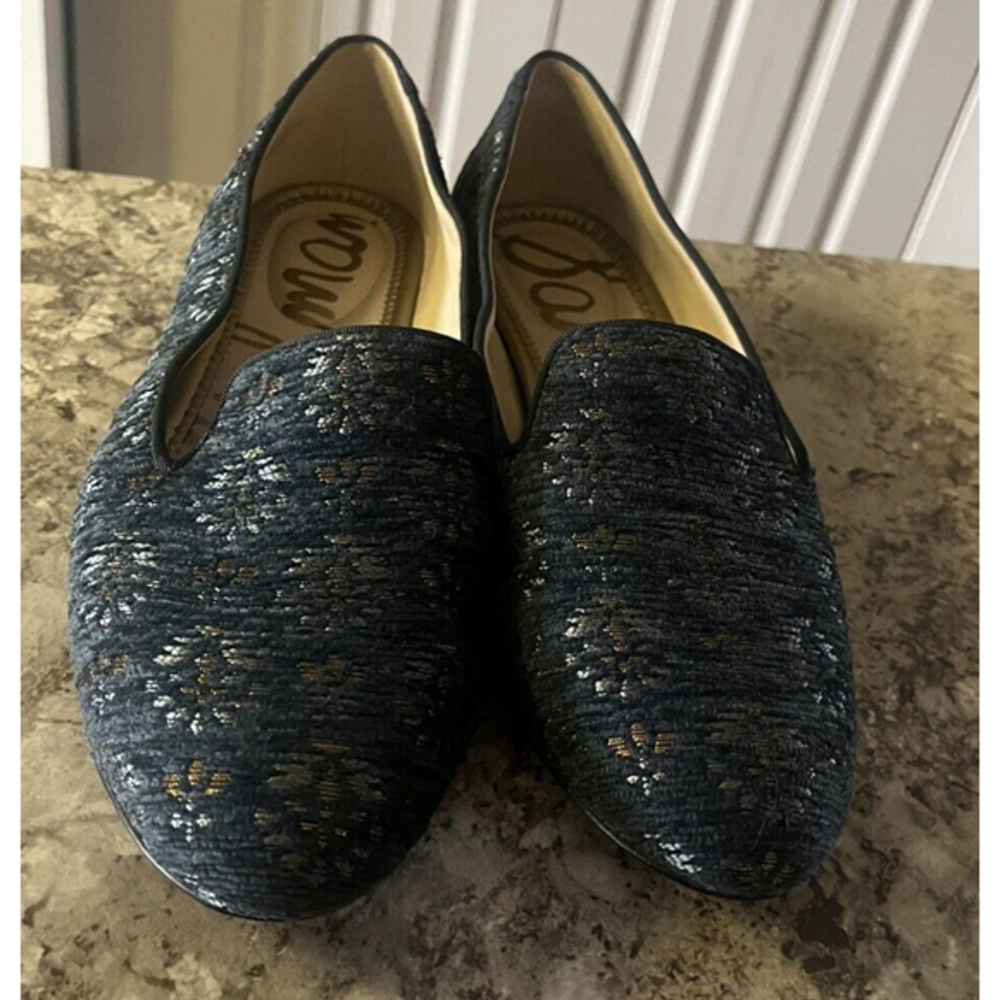 Sam Edelman Women's Jordy Fabric Knit Floral Flower Navy Loafers Shoe 9 M‎